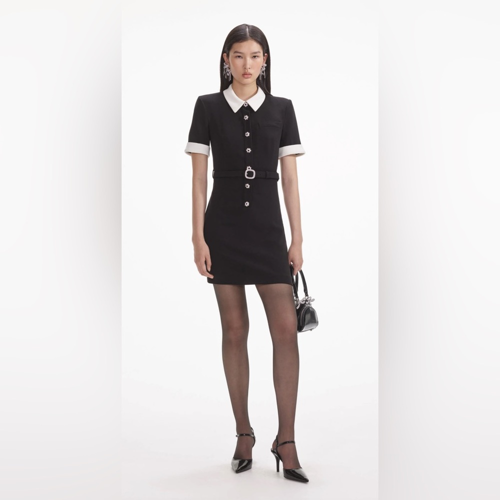Self-Portrait Black Dress with White Collar and Cuffs